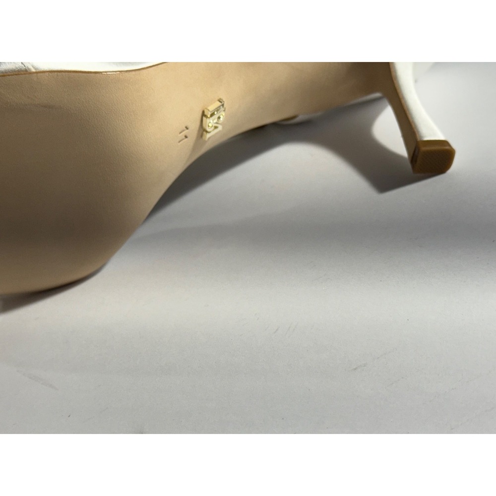 Badgley‎ Mischka Caitlyn Heels White Satin Pearl Embellished Ankle Strap size 11 - Picture 14 of 15